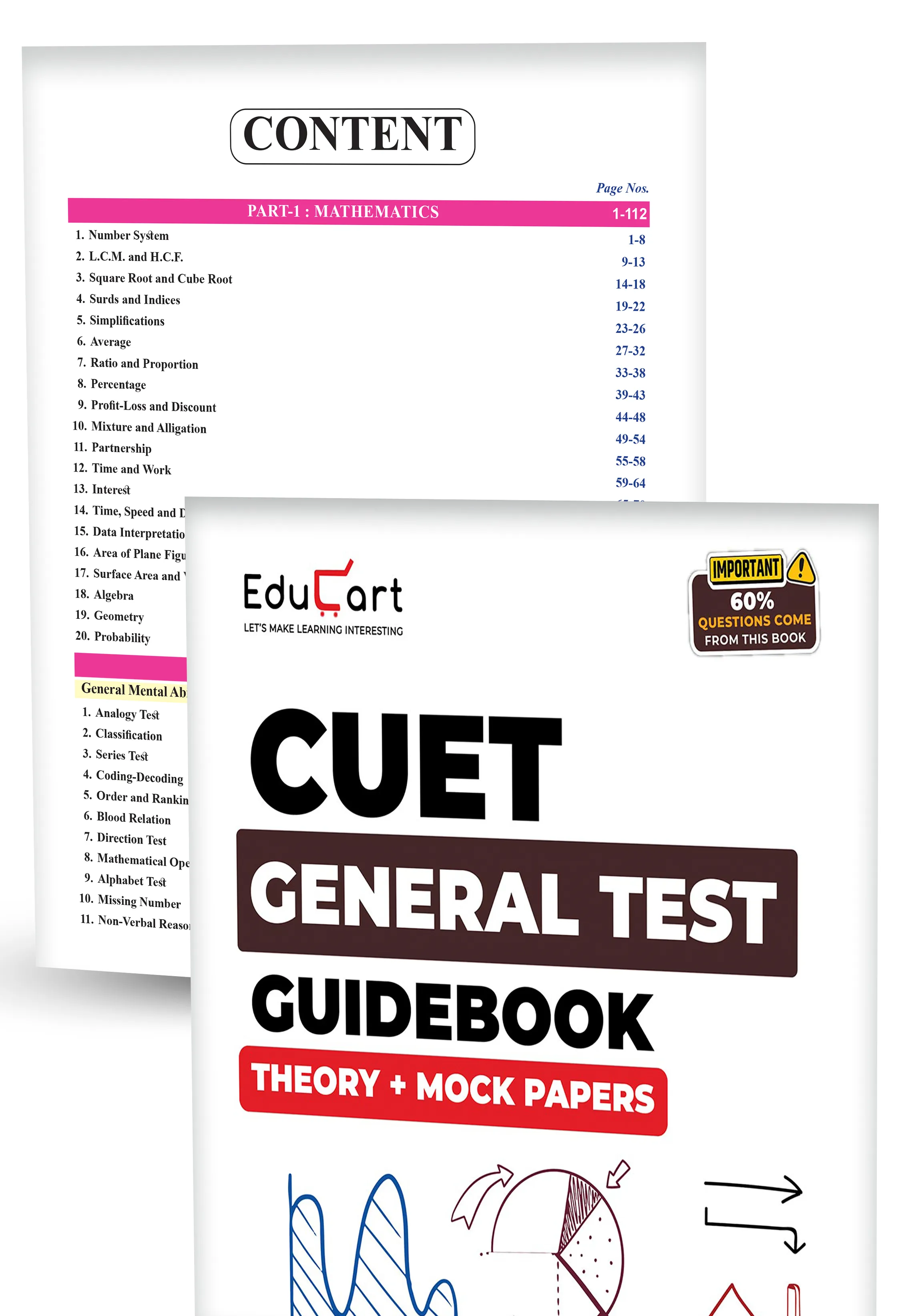 Educart CUET UG 2026 General Test & English Combo | Theory and Mock Papers Book | Based on NTA Pattern