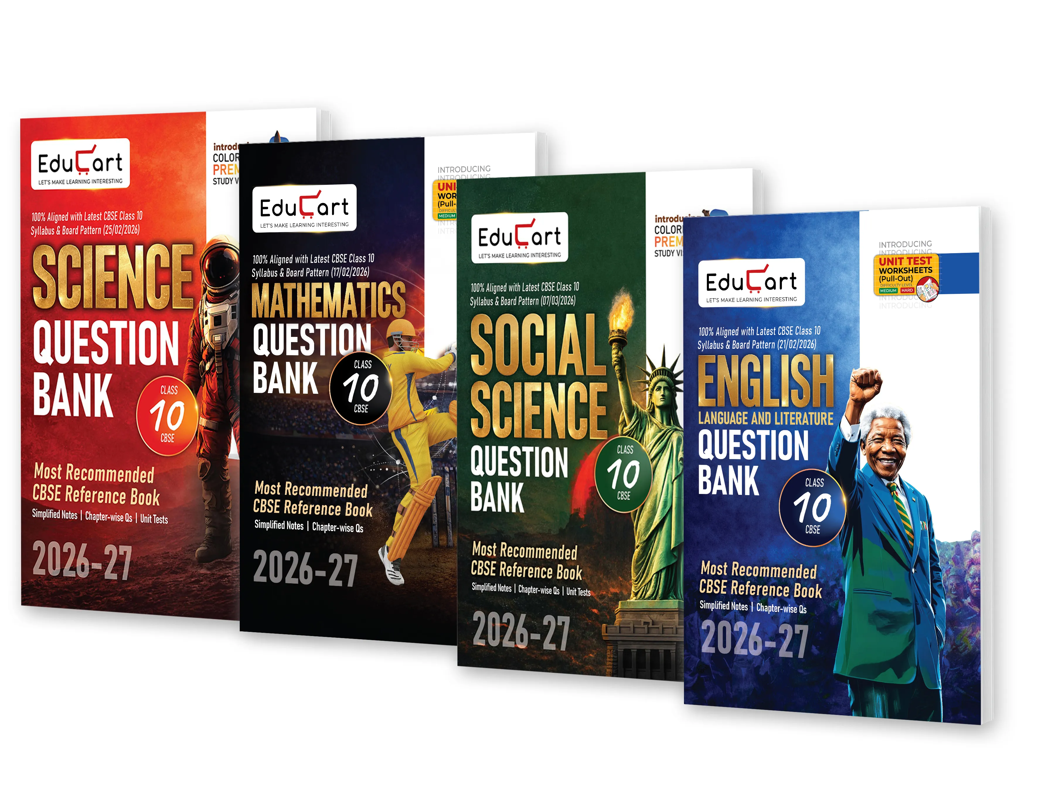 Educart CBSE Question Bank Class 10 Bundle - Science, Mathematics, Social Science and English 2026-27