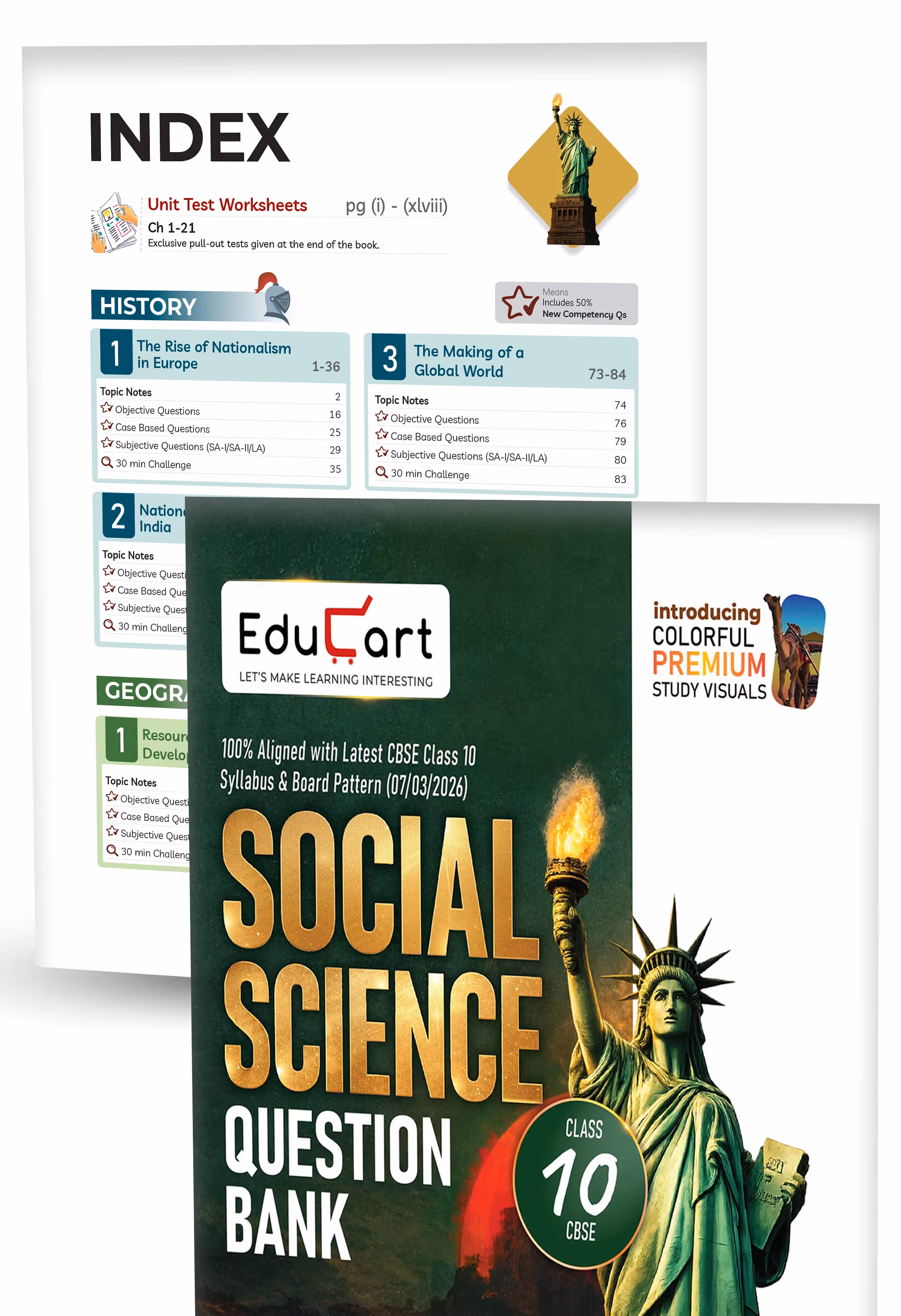 Educart CBSE Question Bank Class 10 Bundle - Science, Mathematics and Social Science 2026-27
