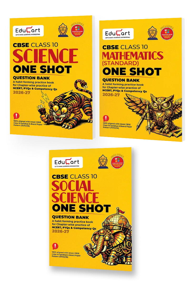 Educart One-shot CBSE Class 10 Question Bank 2026-27 Bundle - Science, Mathematics and Social Science (Strictly for Boards Exam 2027)