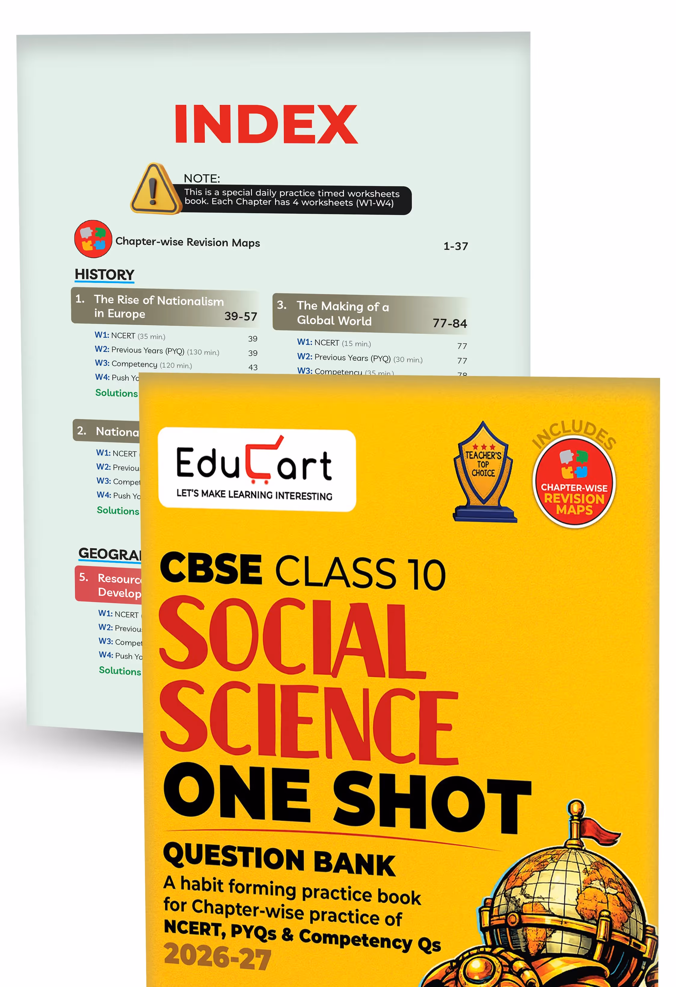 Educart One-shot CBSE Class 10 Question Bank 2026-27 Bundle - Science, Mathematics, Social Science and English (Strictly for Boards Exam 2027)