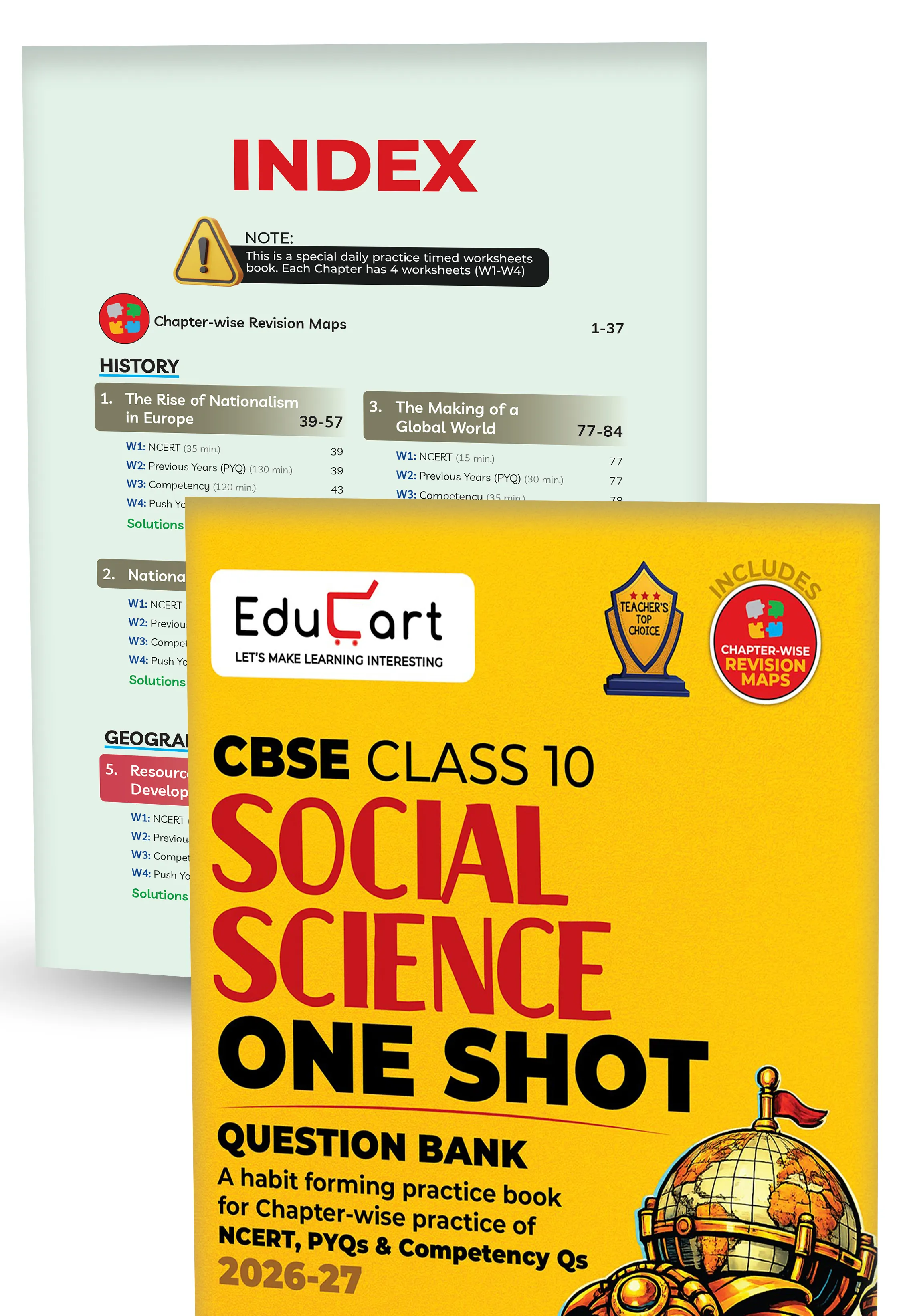 Educart One-shot CBSE Class 10 Question Bank 2026-27 Bundle - Science, Mathematics, Social Science and English (Strictly for Boards Exam 2027)