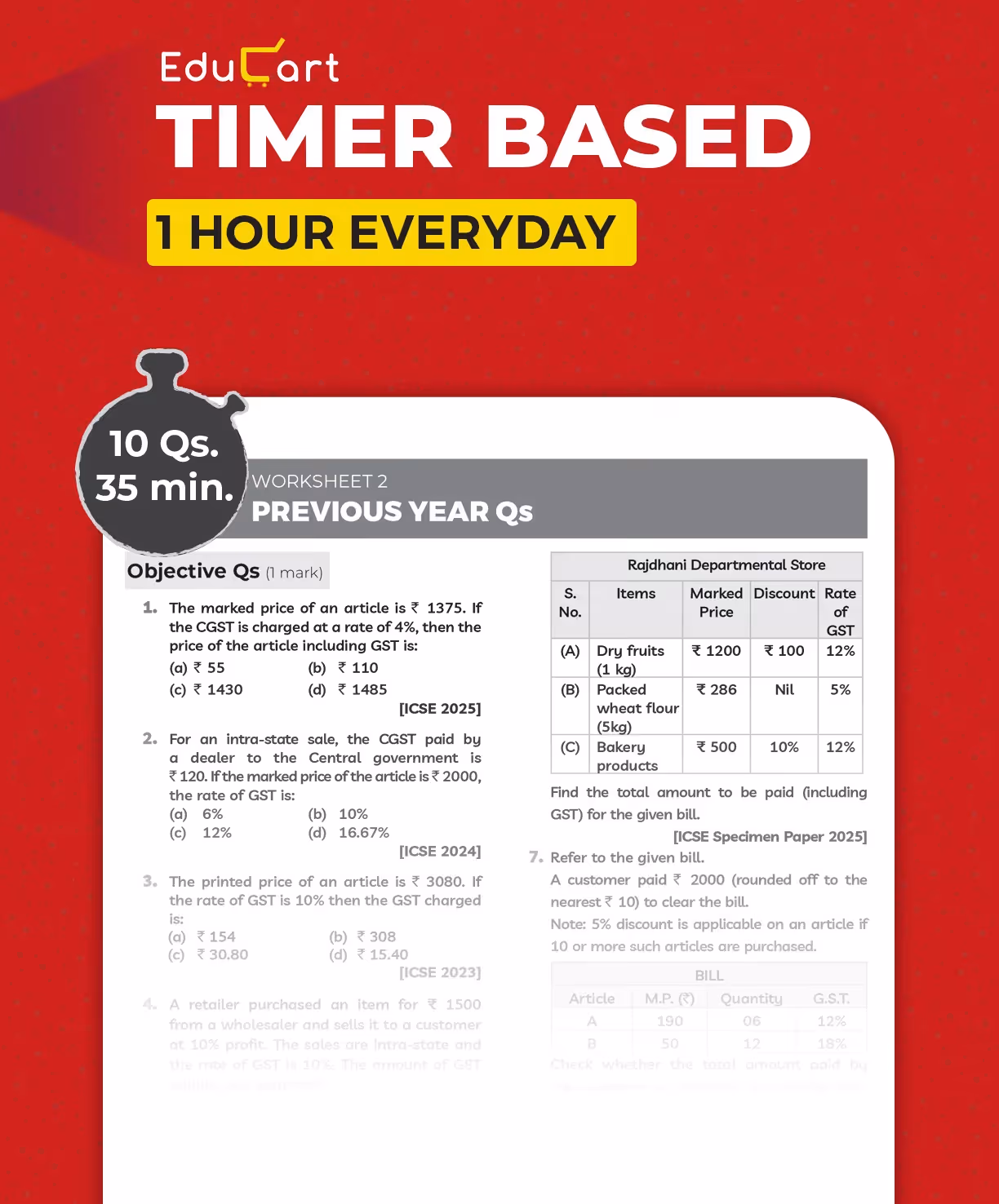Educart ICSE Class 10  Mathematics One Shot Question Bank 2026-27 | Chapter-wise Practice Includes PYQs & Competency Based Questions | Latest Syllabus 2027