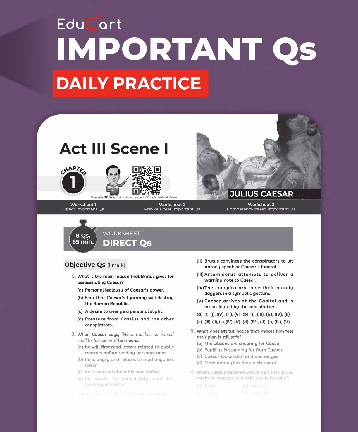 Educart ICSE Class 10 Literature in English One Shot Question Bank 2026-27 | Chapter-wise Practice | PYQs & Competency-Based Qs | Unit Test Worksheets | Latest Syllabus 2027
