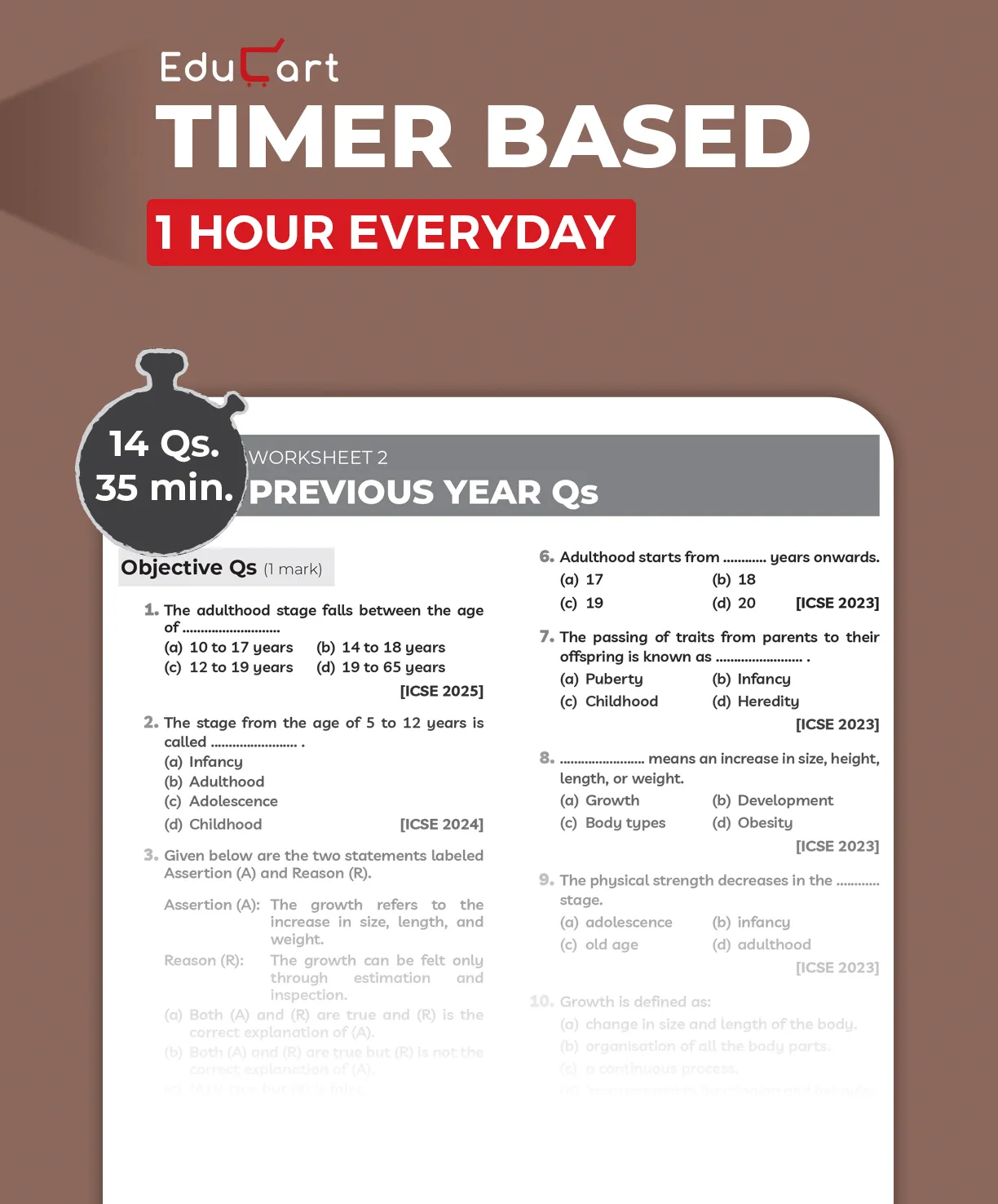 Educart ICSE Class 10 Physical Education One Shot Question Bank 2026-27 | Chapter-wise Practice Includes PYQs & Competency Based Questions | Latest Syllabus 2027