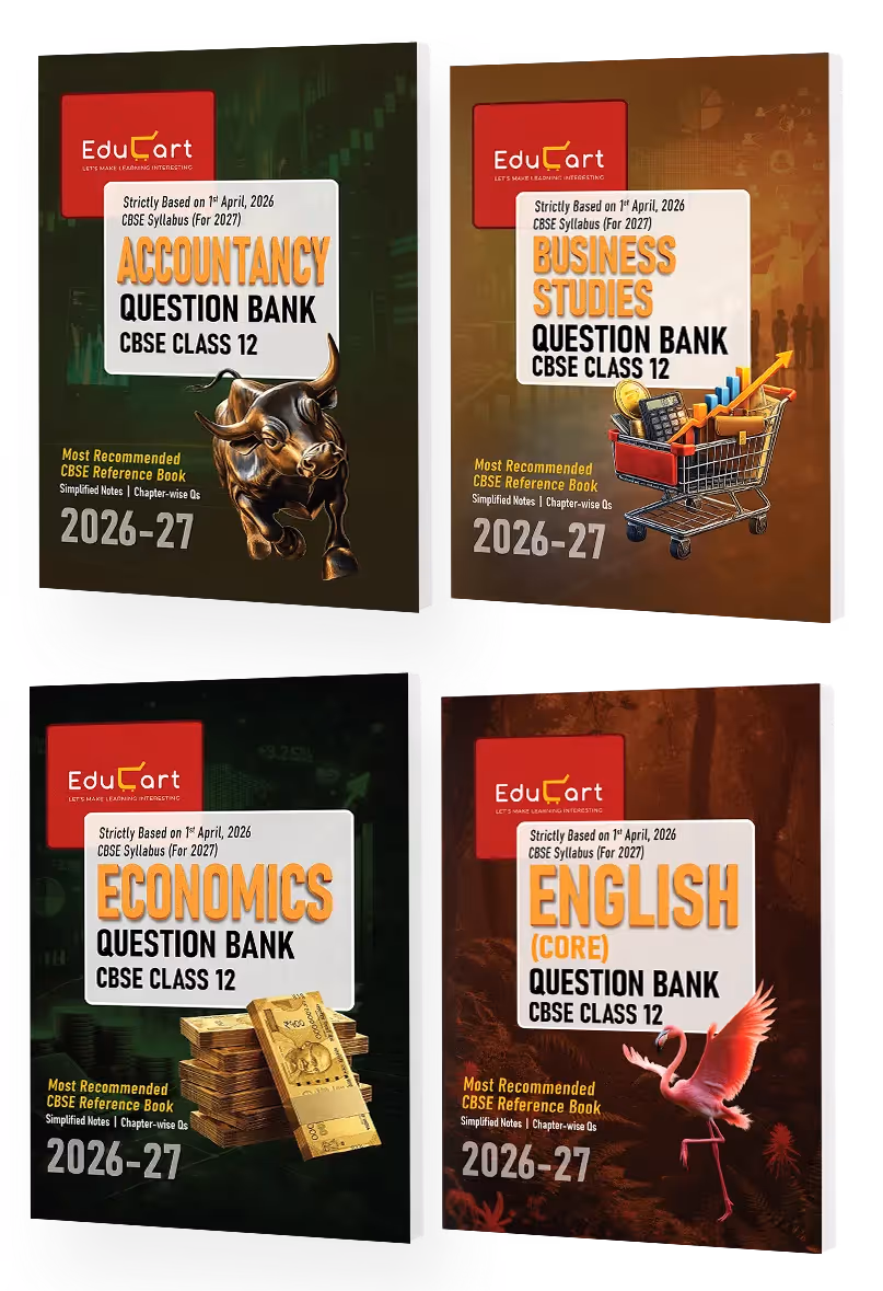 Educart CBSE Class 12 Question Bank Combo 2026–27 | Accountancy, Business Studies, Economics & English | Chapterwise PYQs, Competency-Based & Case-Based Qs | 2027 Syllabus