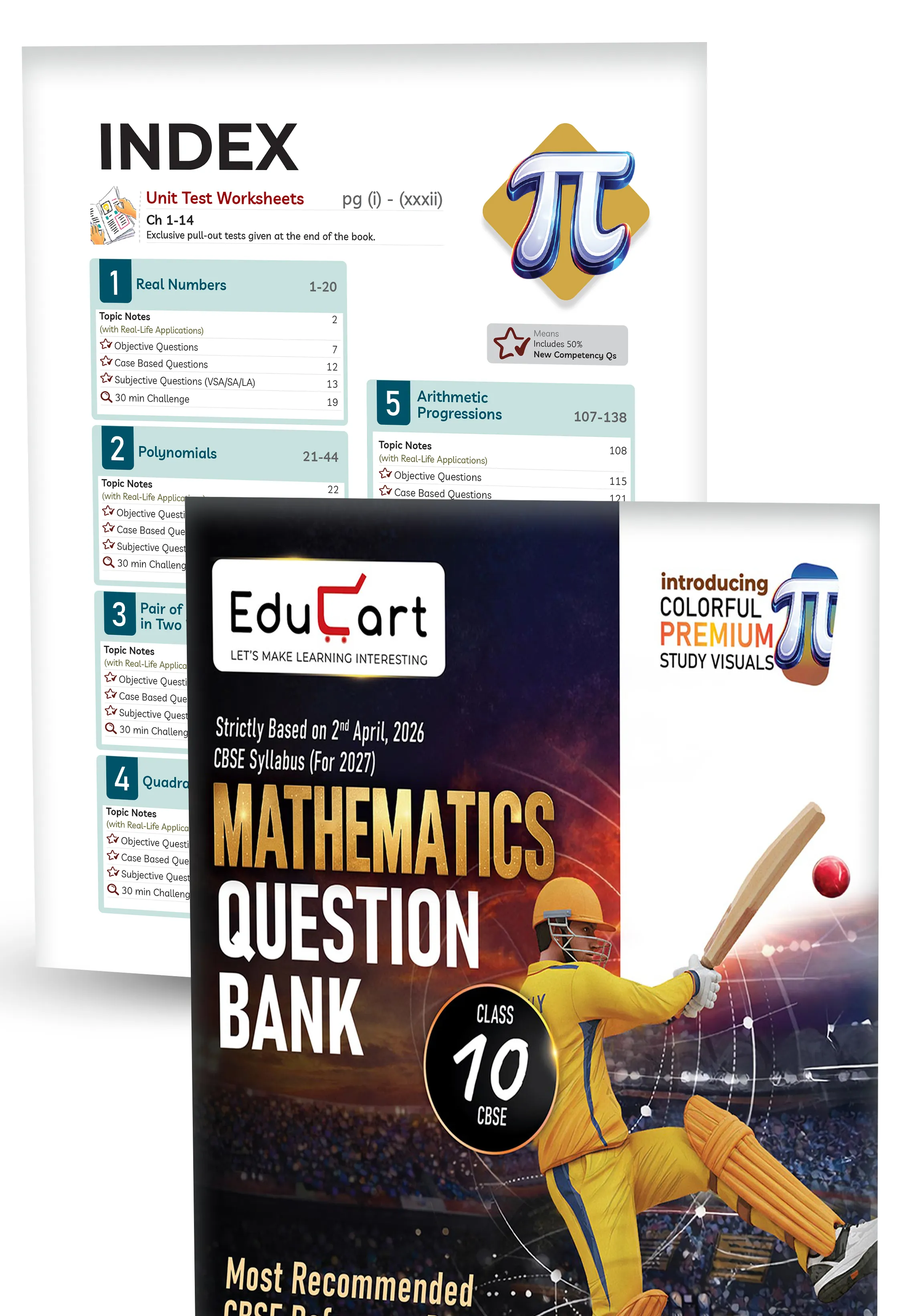 Educart CBSE Class 10 Question Bank Combo 2026–27 | Science, Maths, SST, English & Hindi B | Chapterwise PYQs, Competency-Based & Case-Based Qs | 2027 Syllabus
