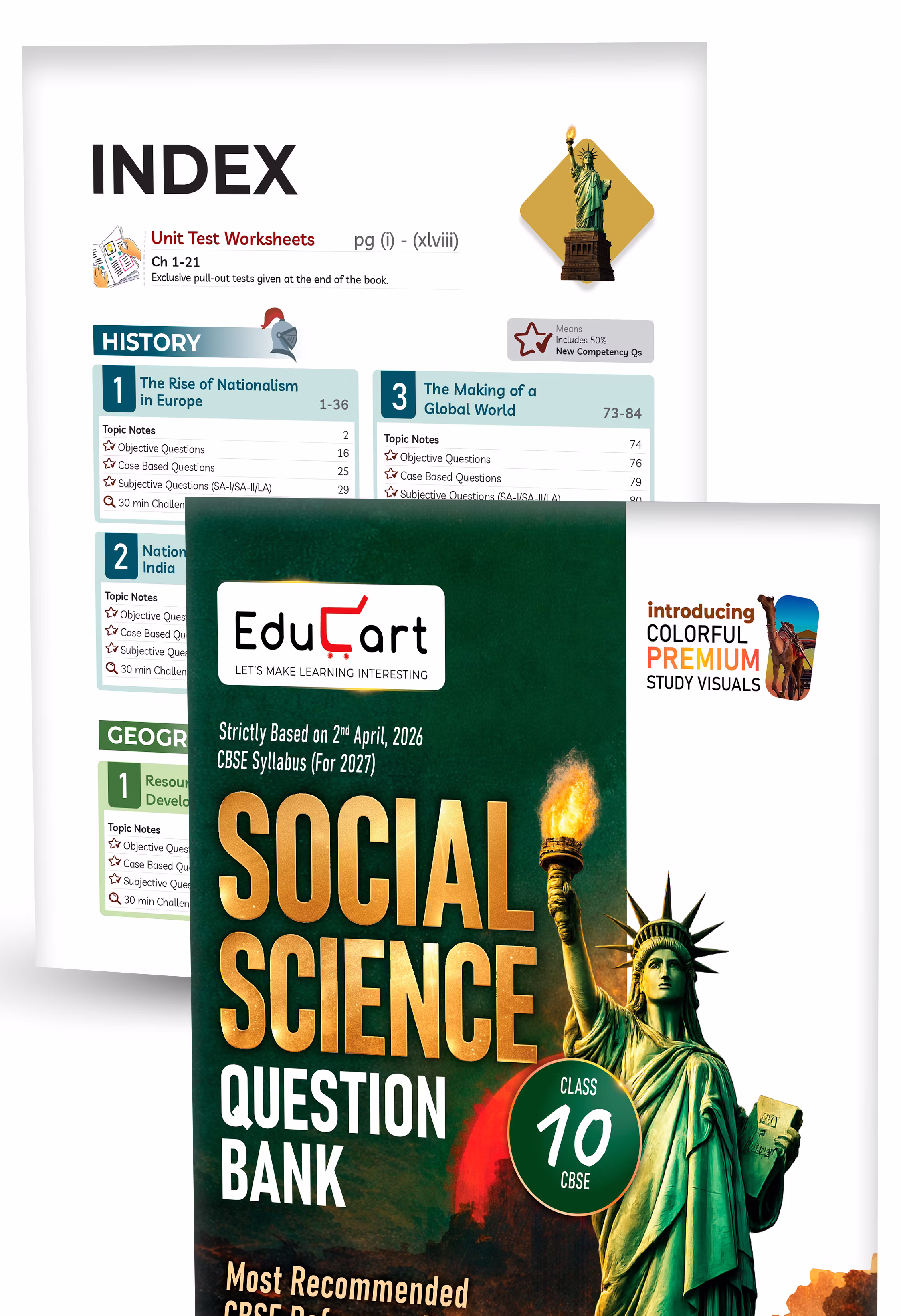 Educart CBSE Class 10 Question Bank 2026-27 (5 Books) - Science, Mathematics, SST, English & Hindi B | Introducing Premium Colored Visuals and Pull-out Worksheets for 2027 Boards