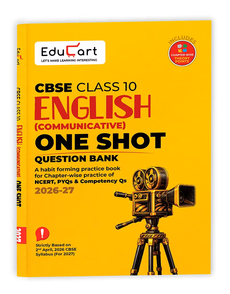 Educart CBSE Class 10 English Communicative One Shot Question Bank 2026–27 | Chapter-wise NCERT Practice, PYQs & Competency-Based Questions | Latest CBSE Syllabus & Board Pattern for 2027 Exam