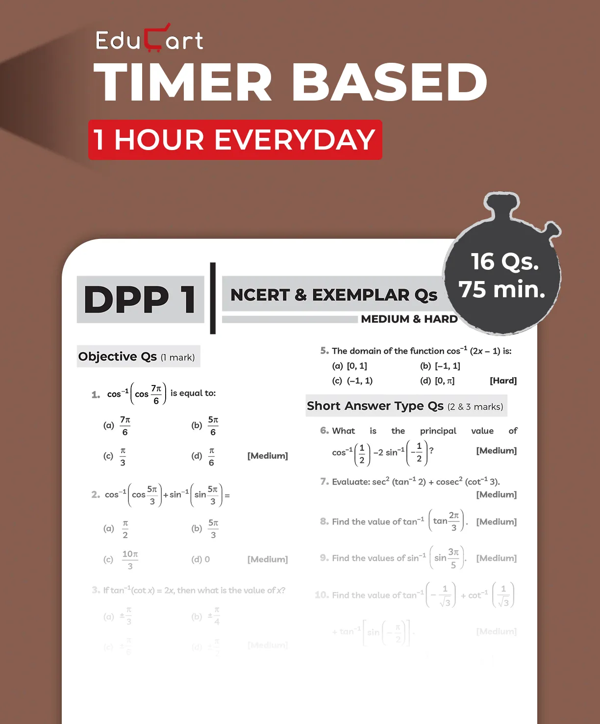 Educart CBSE Class 12 Mathematics One Shot Question Bank 2026–27 | NCERT Questions, PYQs & Competency-Based Qs | Unit Test Worksheet | Latest CBSE Syllabus & Exam Pattern 2027