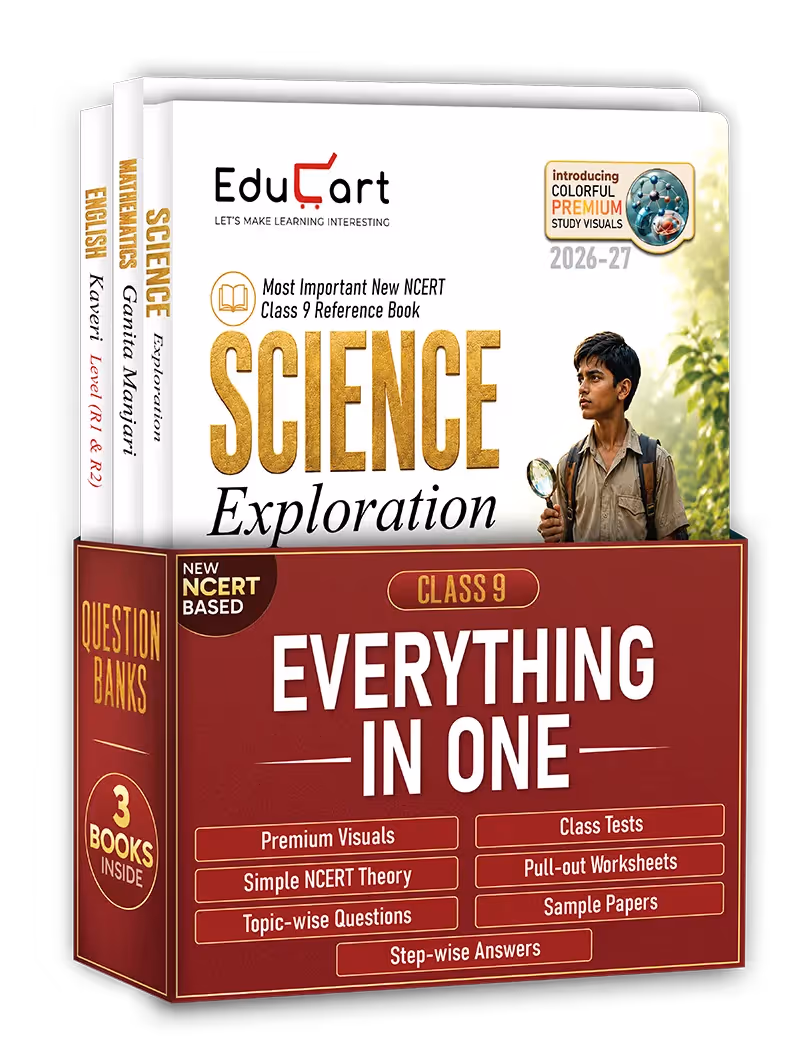 Educart CBSE Class 9 Question Bank 2027 Bundle of 3 Books | New NCERT Based Reference & Guidebook for 2026-27 | Science Exploration, Mathematics Ganita Manjari Part 1 & English Kaveri R1 & R2 With Pull-Out Worksheets