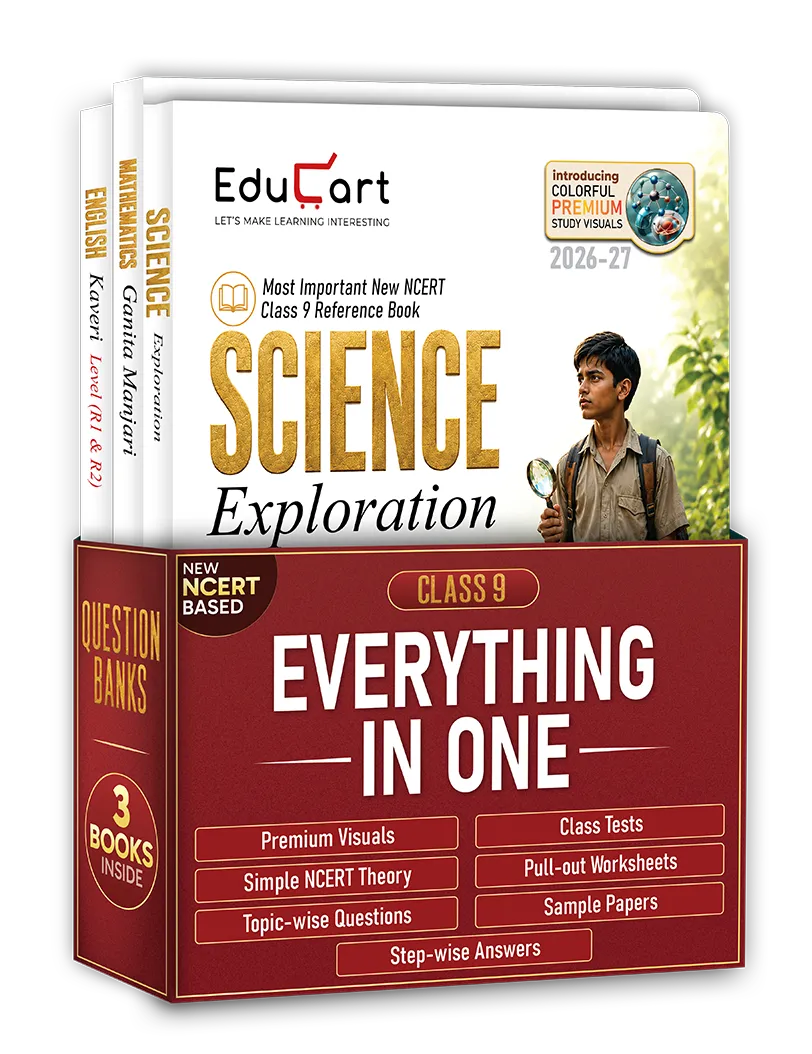 Educart CBSE Class 9 Question Bank 2027 Bundle of 3 Books | New NCERT Based Reference & Guidebook for 2026-27 | Science Exploration, Mathematics Ganita Manjari Part 1 & English Kaveri R1 & R2 With Pull-Out Worksheets