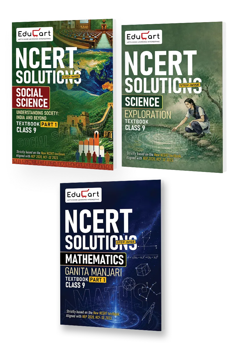 Educart Class 9 Science, Mathematics & Social Science NCERT Textbook Solutions Bundle 2027 (2026-27)