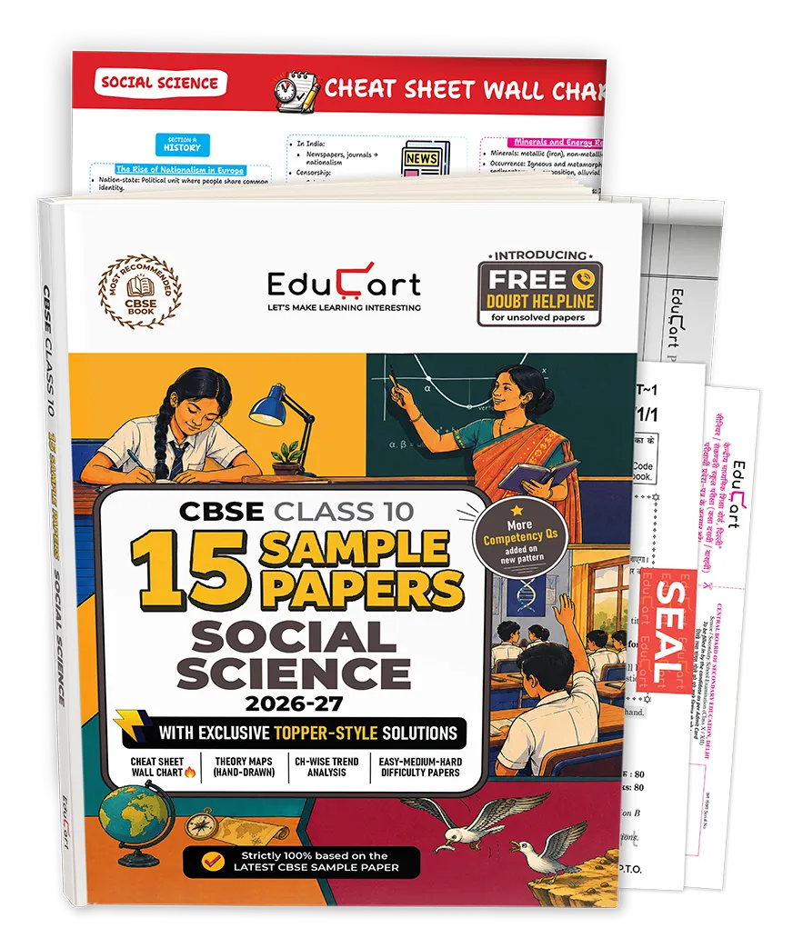 Educart CBSE Sample Paper Class 10 2026-27 Social Science (with Topper-Style Solutions & Cheat Sheet Wall Chart) For 2027 Exam