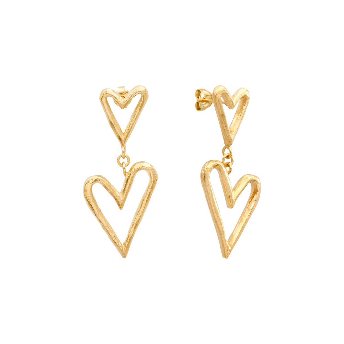 Boucles d'oreilles Double Heart Vermeil