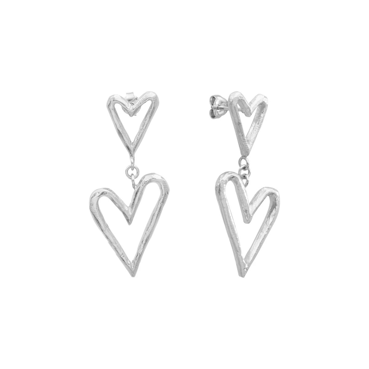Boucles d'oreilles Double Heart Argent