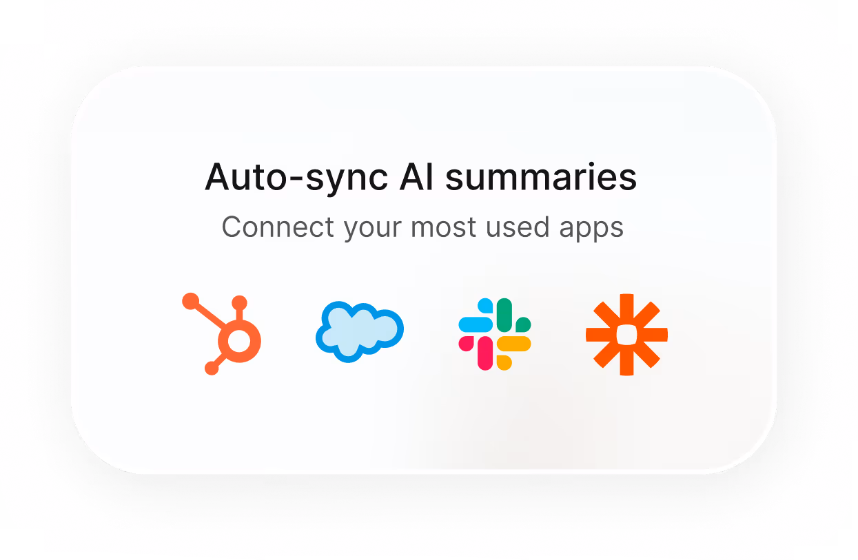 Grain AI Notetaker integrations with Hubspot, Salesforce & Slack.