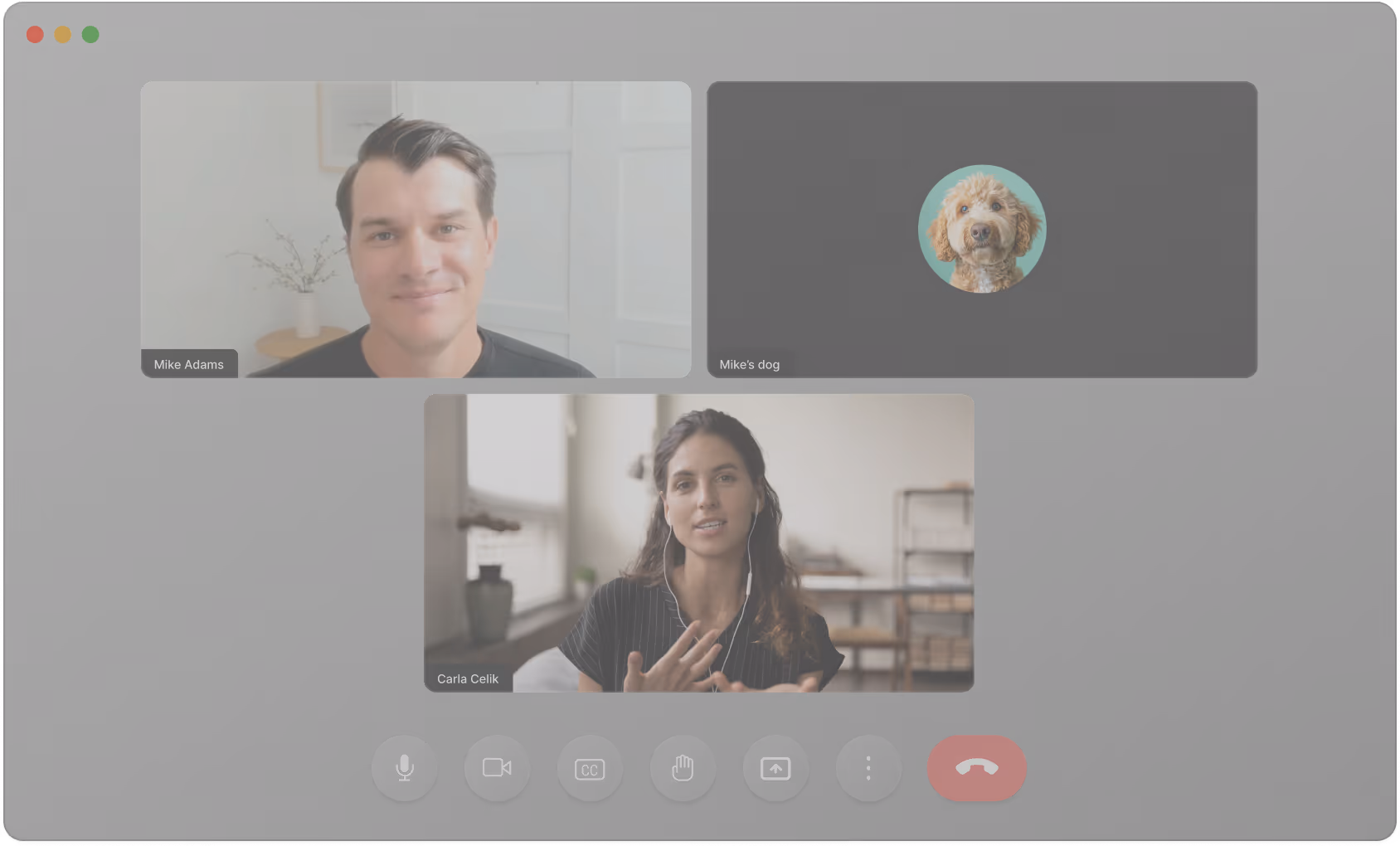 A video call with 3 participants.