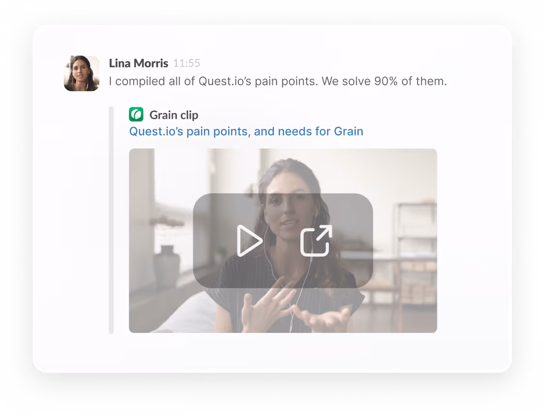 A message linking to a Grain clip.