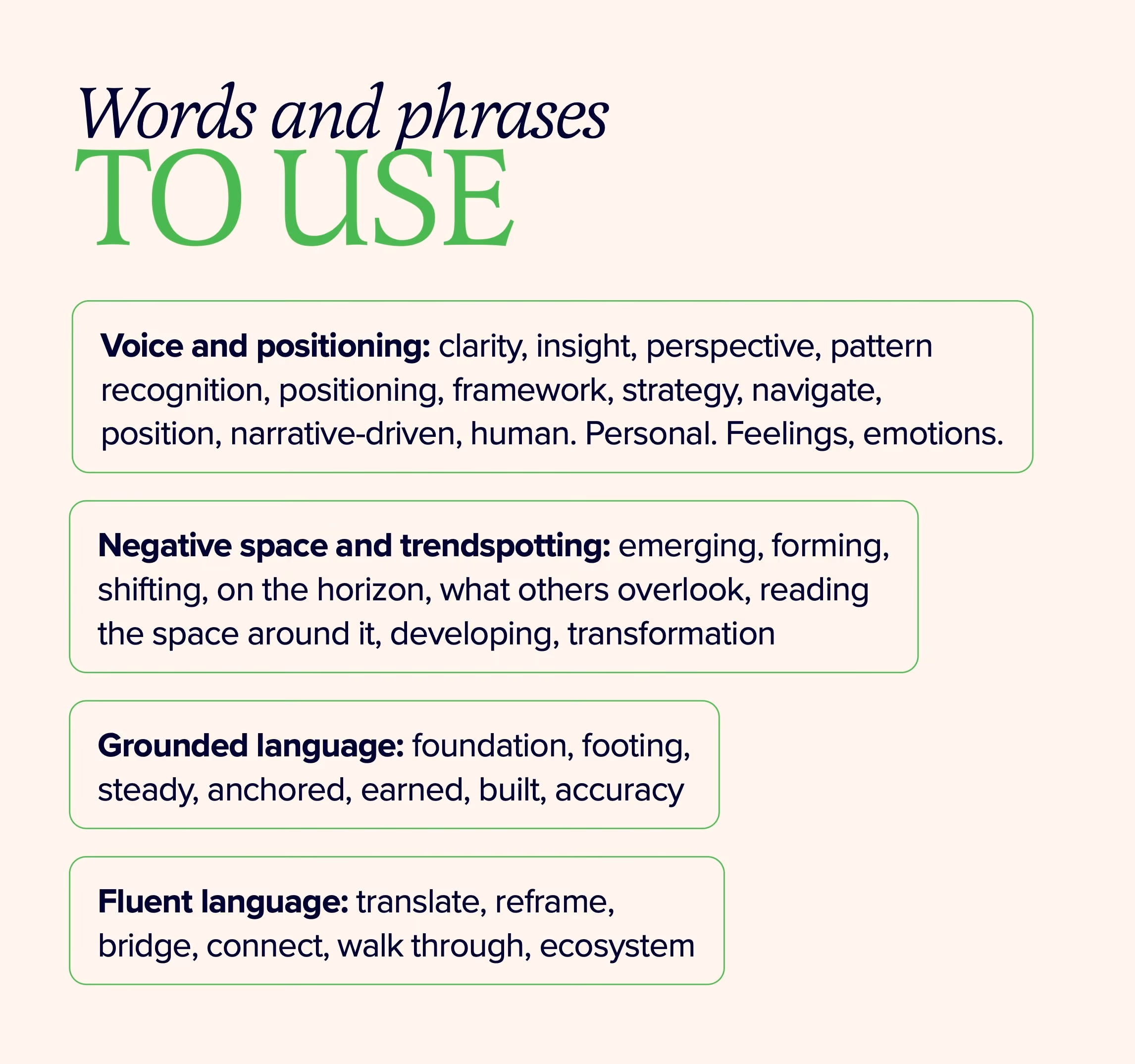 Words and Phrases to Use
