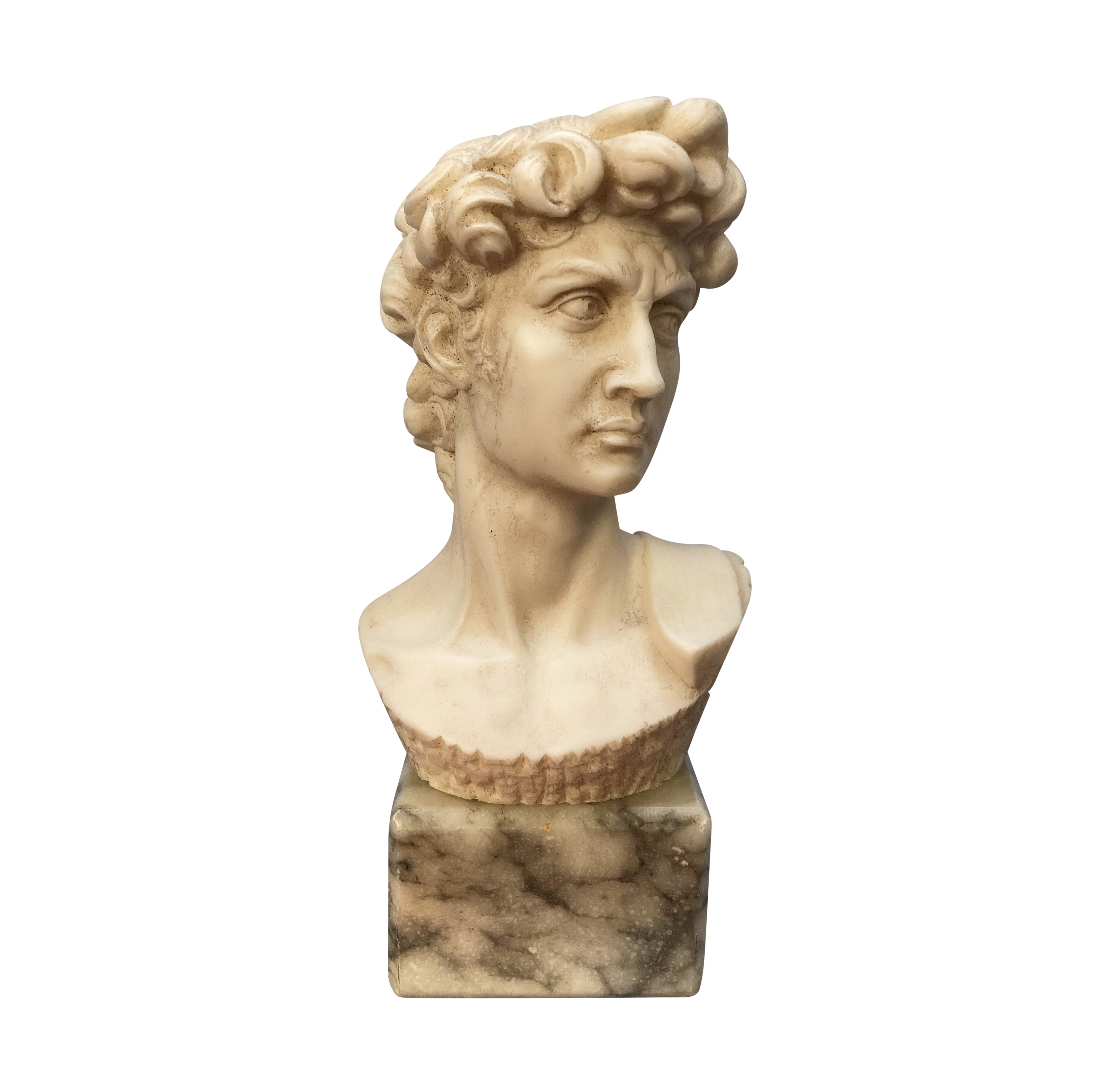 A SMALL GRAND TOUR STYLE SOUVENIR OF DAVID ON A MARBLE PLINTH