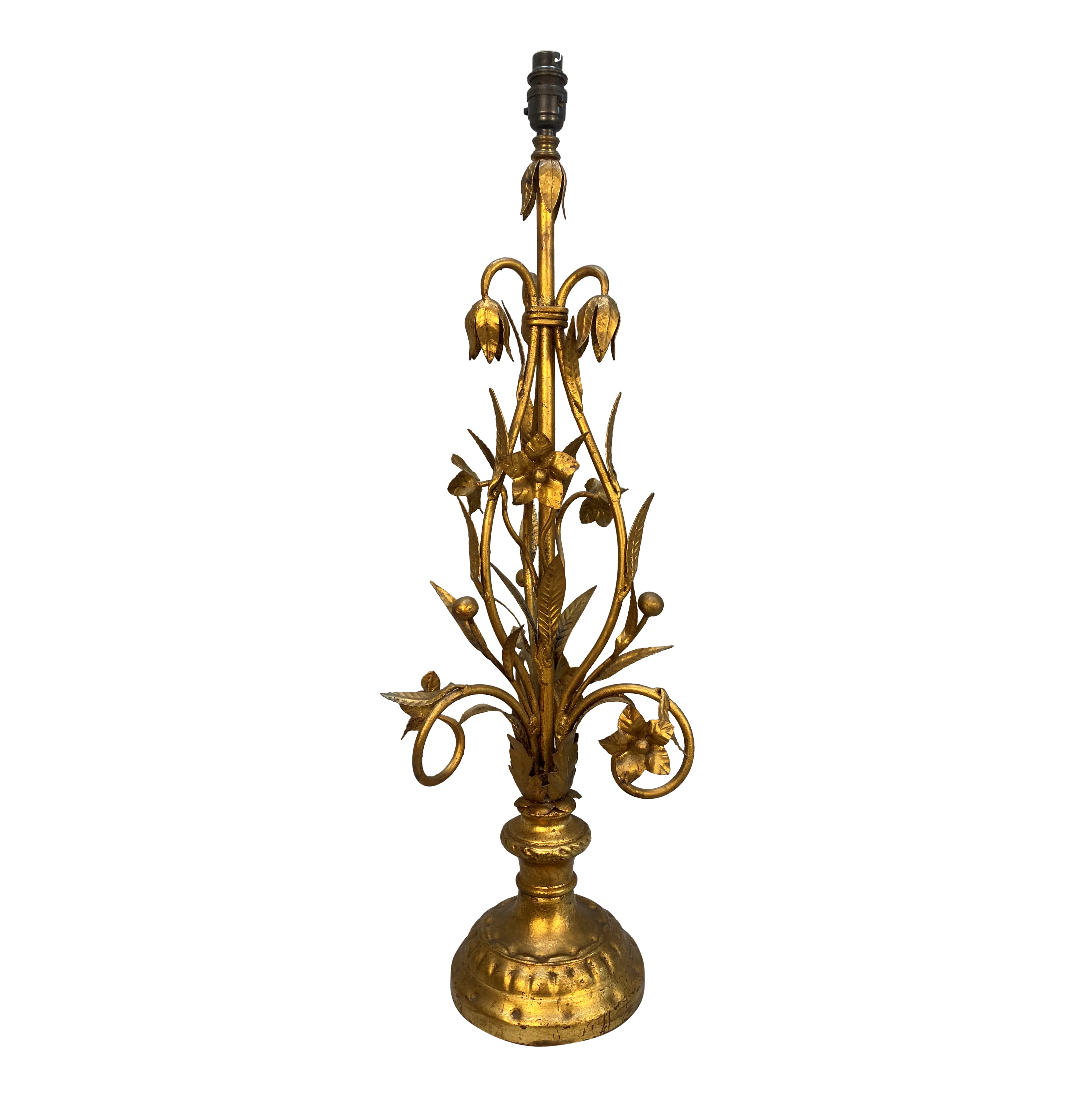 A FRENCH MID-CENTURY GILT METAL LAMP