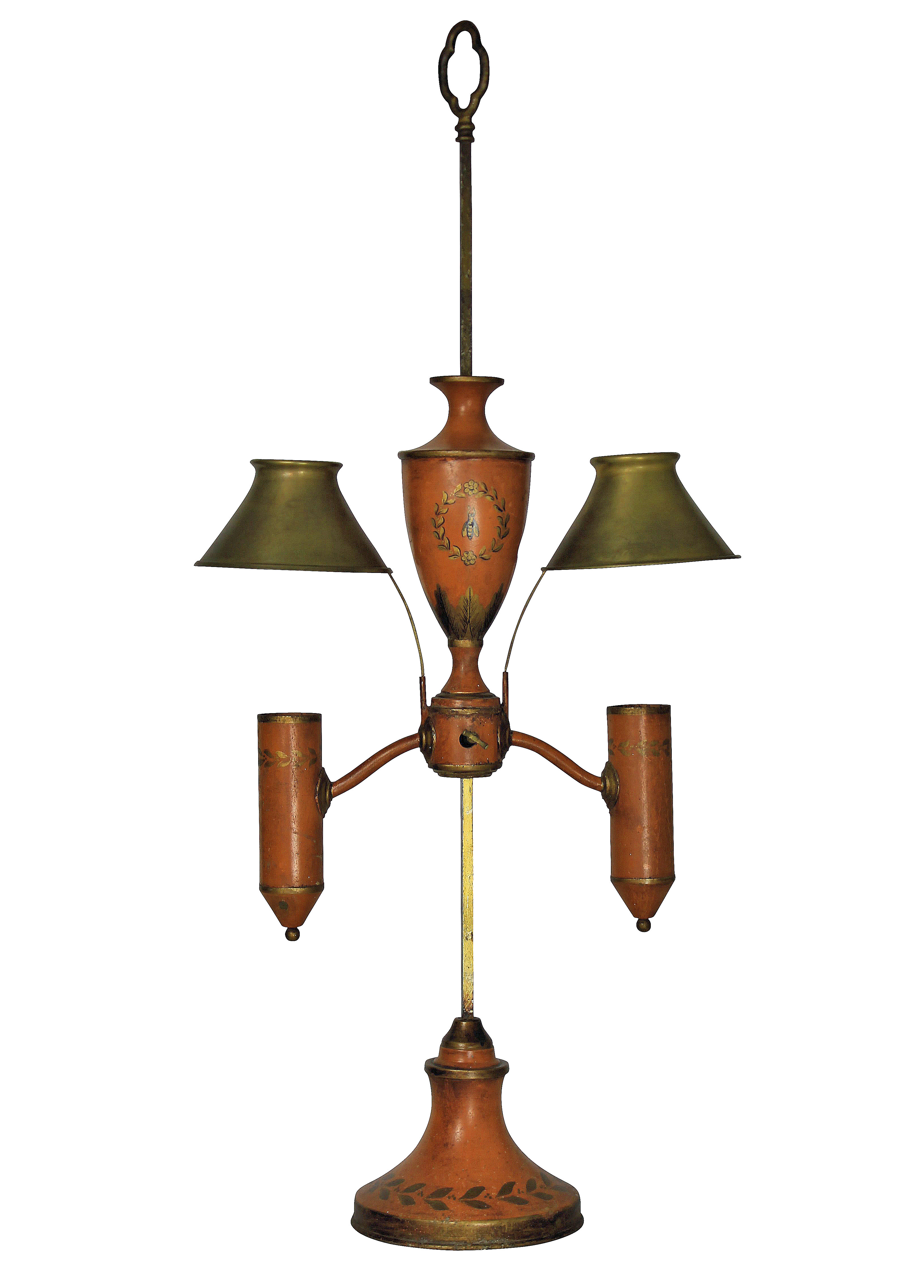 A NAPOLEONIC REVIVAL ORANGE TOLE DESK LAMP