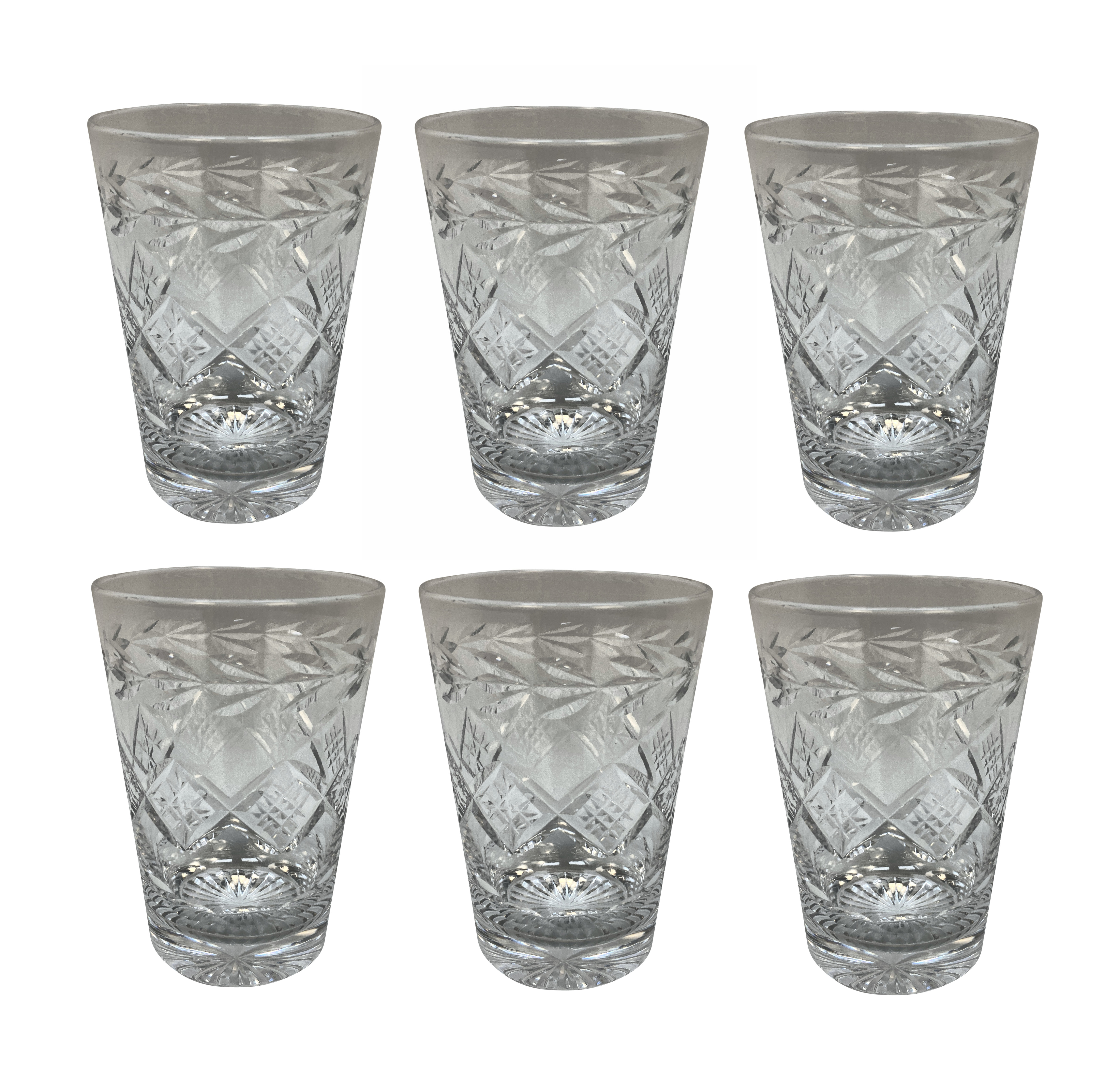 A SET OF SIX ENGLISH CUT GLASS TUMBLERS