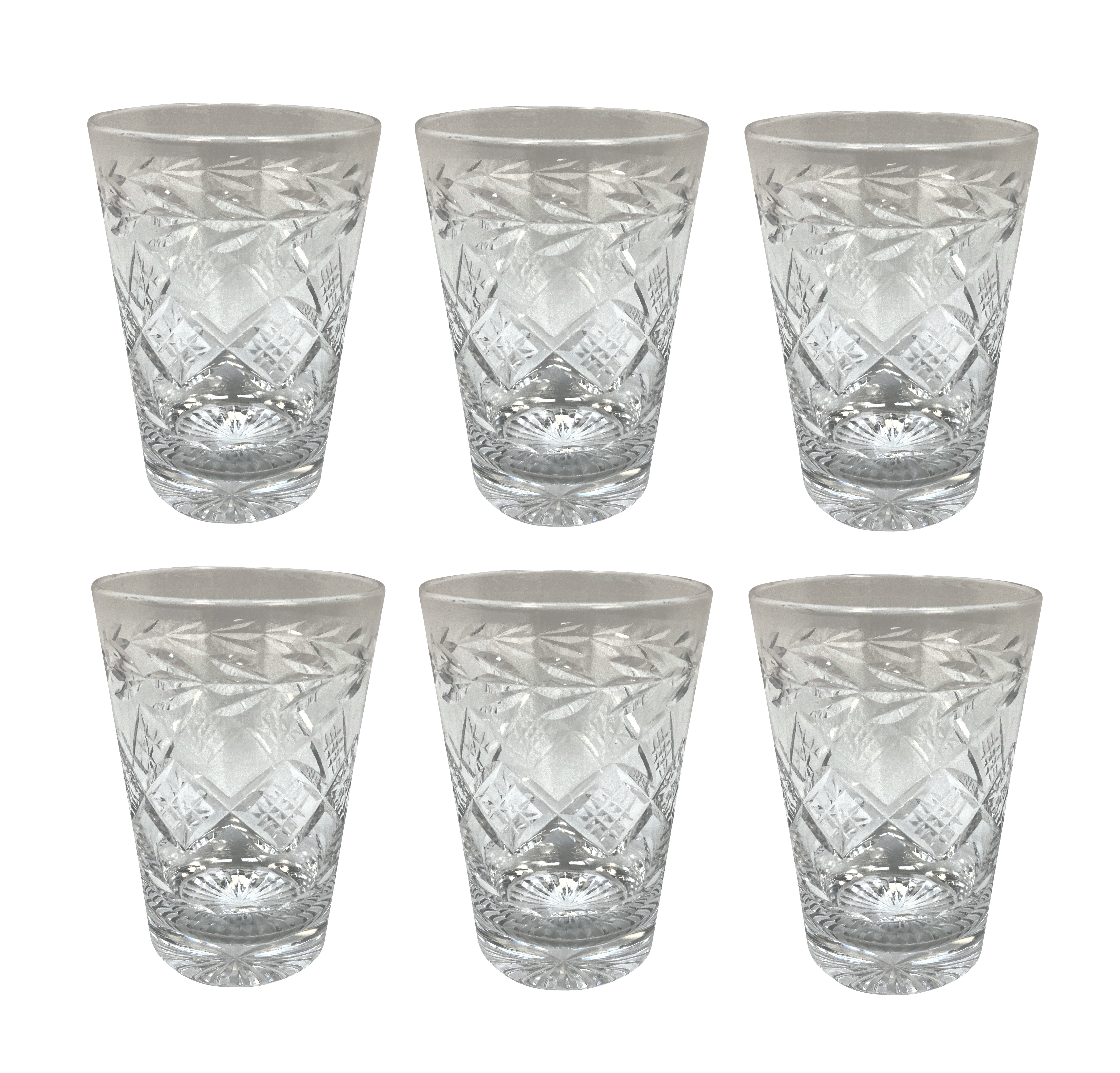 A SET OF SIX ENGLISH CUT GLASS TUMBLERS
