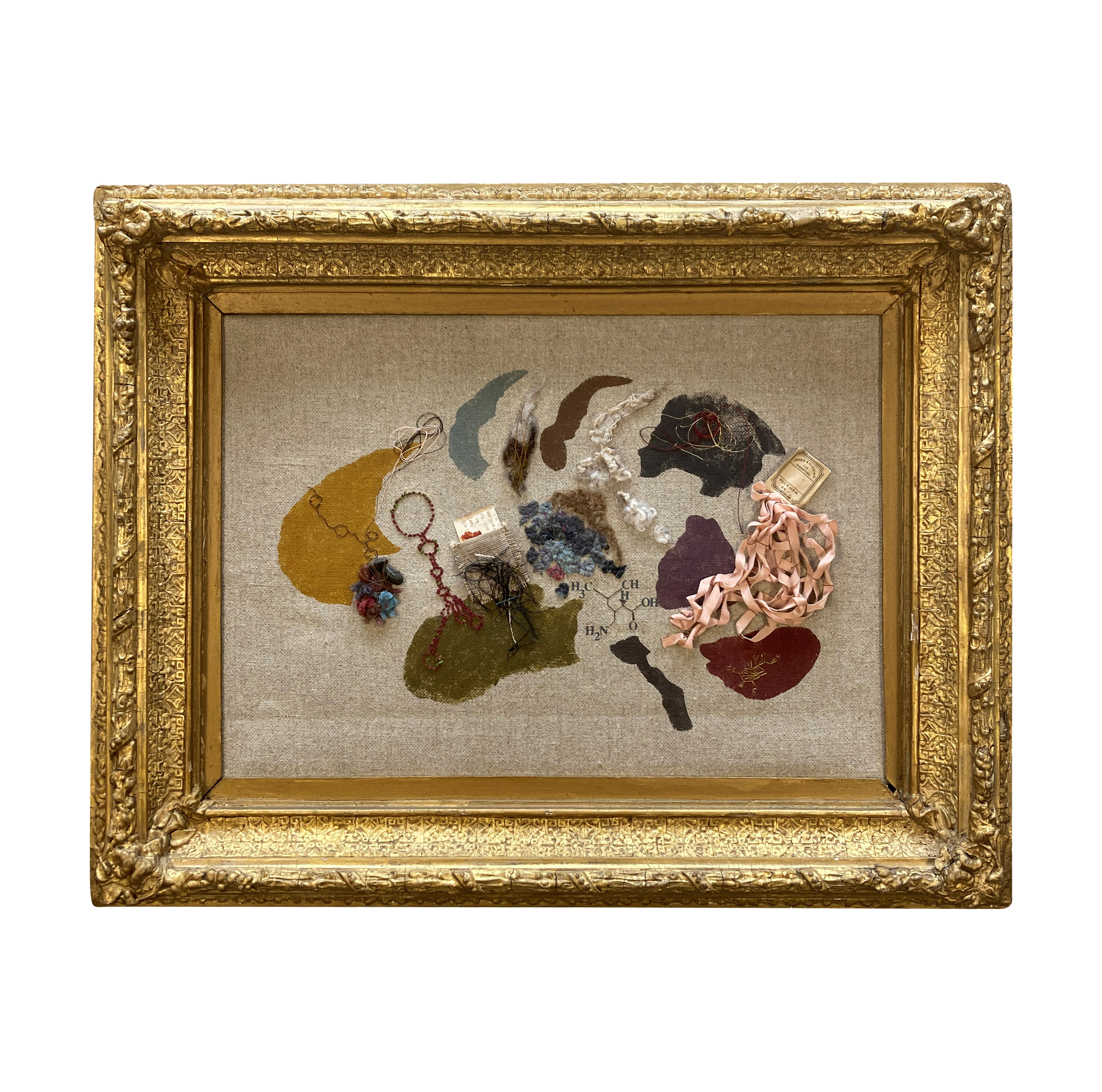 A MID-CENTURY COLLAGE IN A XIX CENTURY GILT FRAME