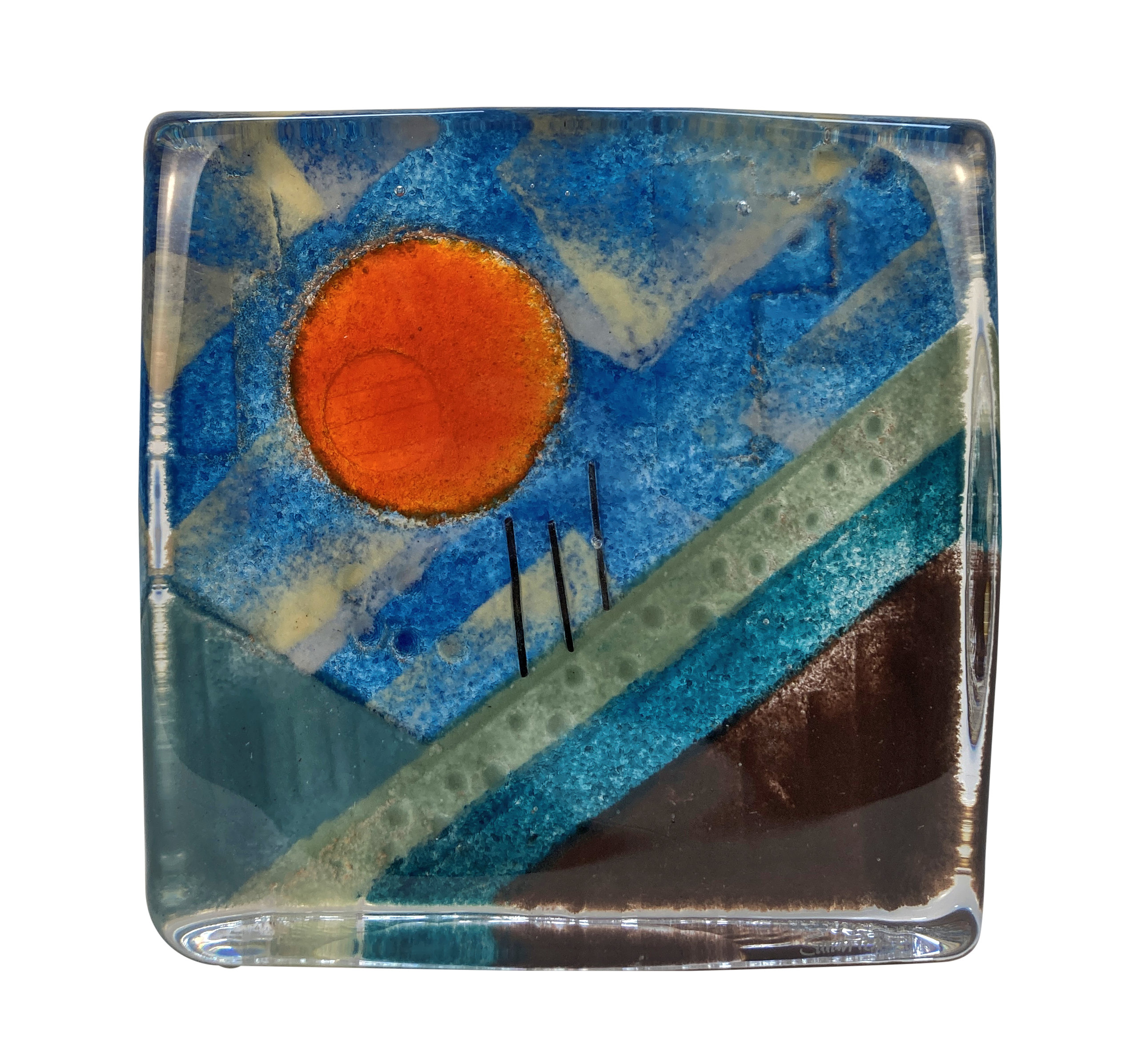 A COLOURFUL GLASS SCULPTURE