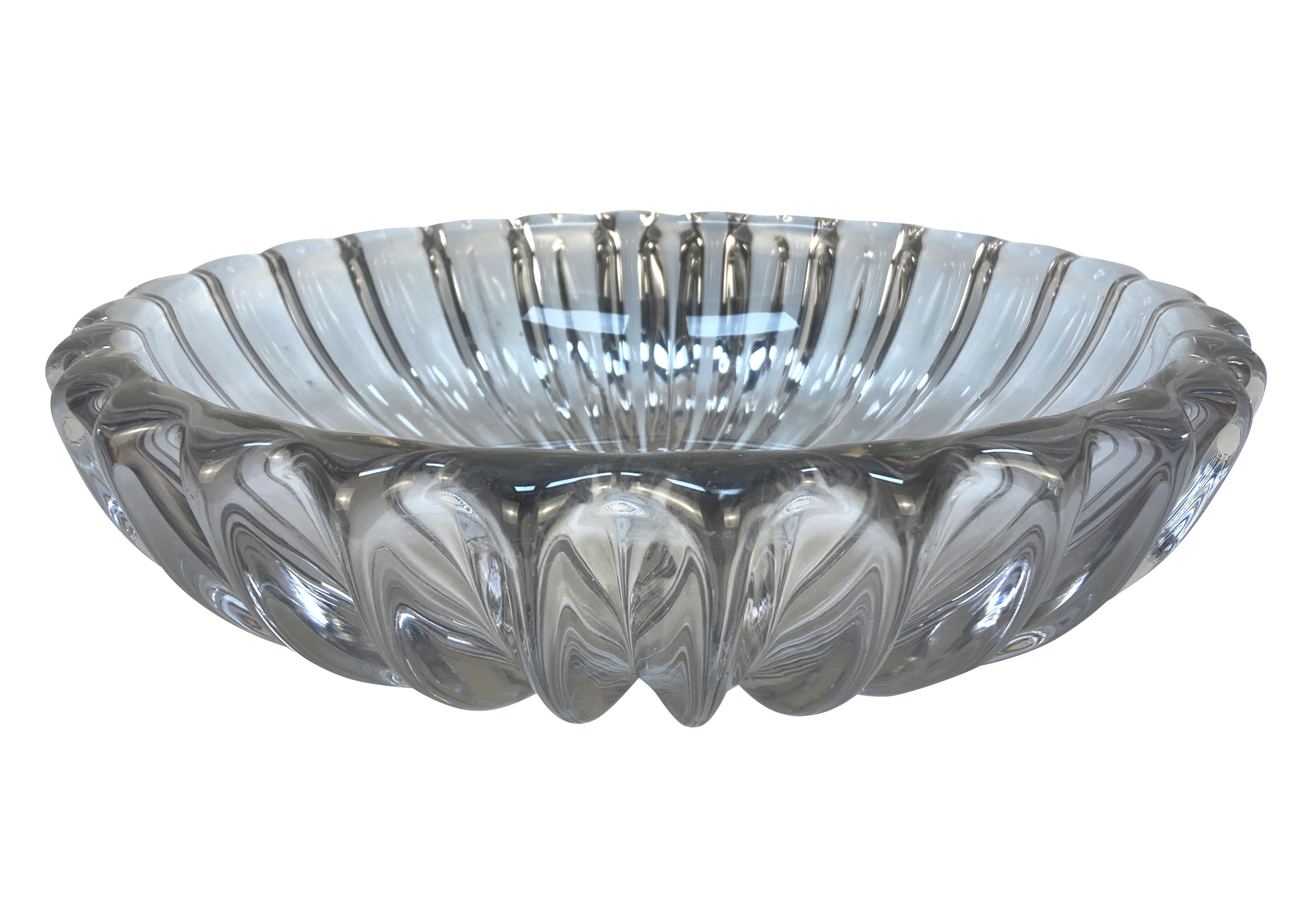 A FRENCH 1930'S LEAD CRYSTAL FLUTED BOWL