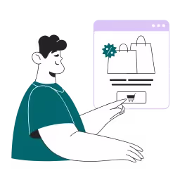 illustration of lady searching on computer'