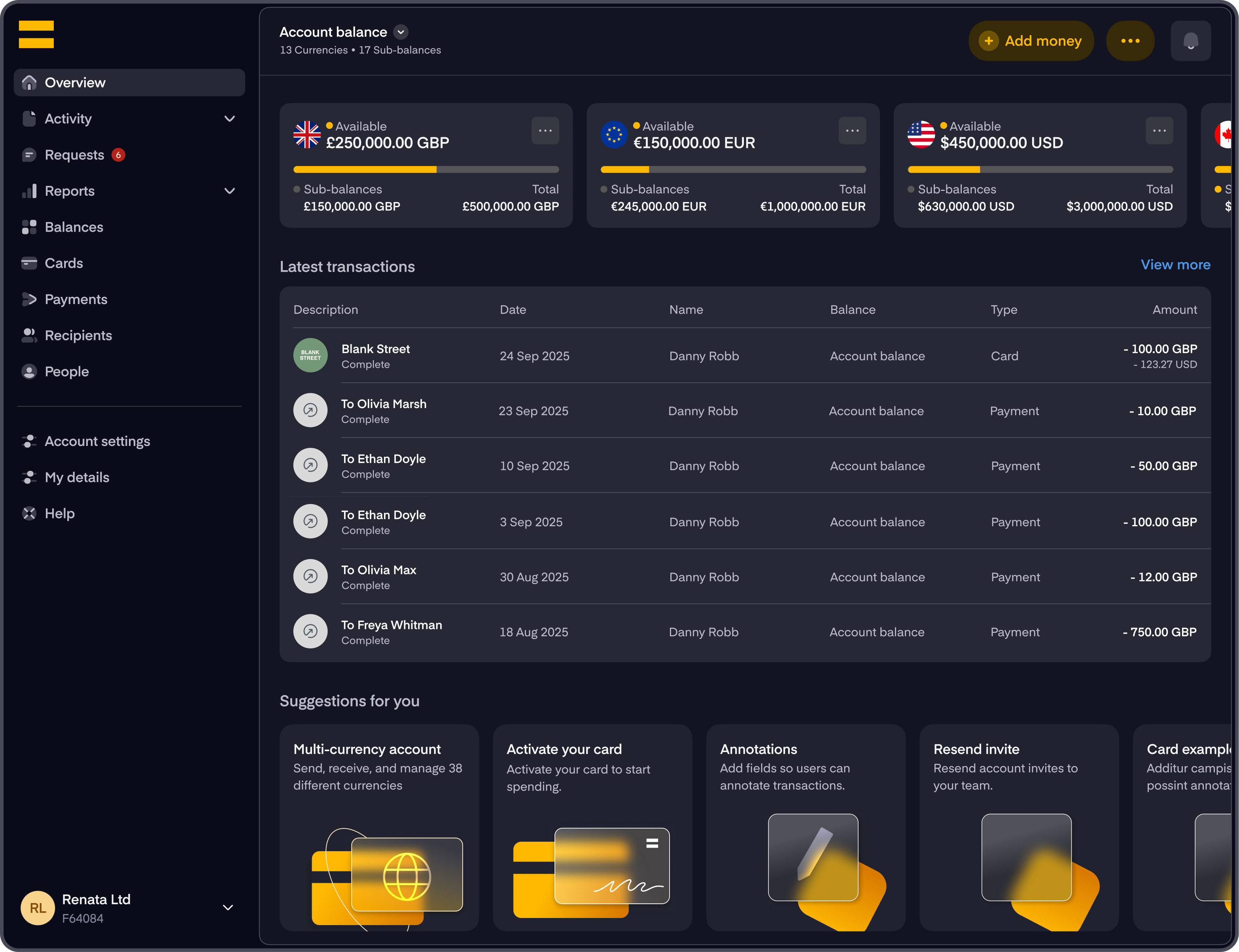 a screenshot of the equals money platform