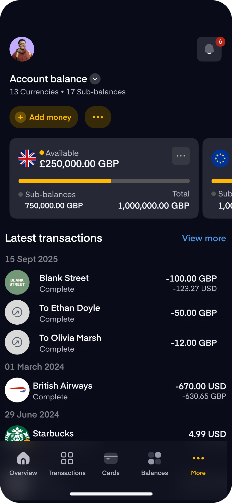 a screenshot of the equals money platform