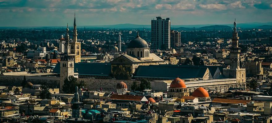 Umayyad Mosque seen across Damascus