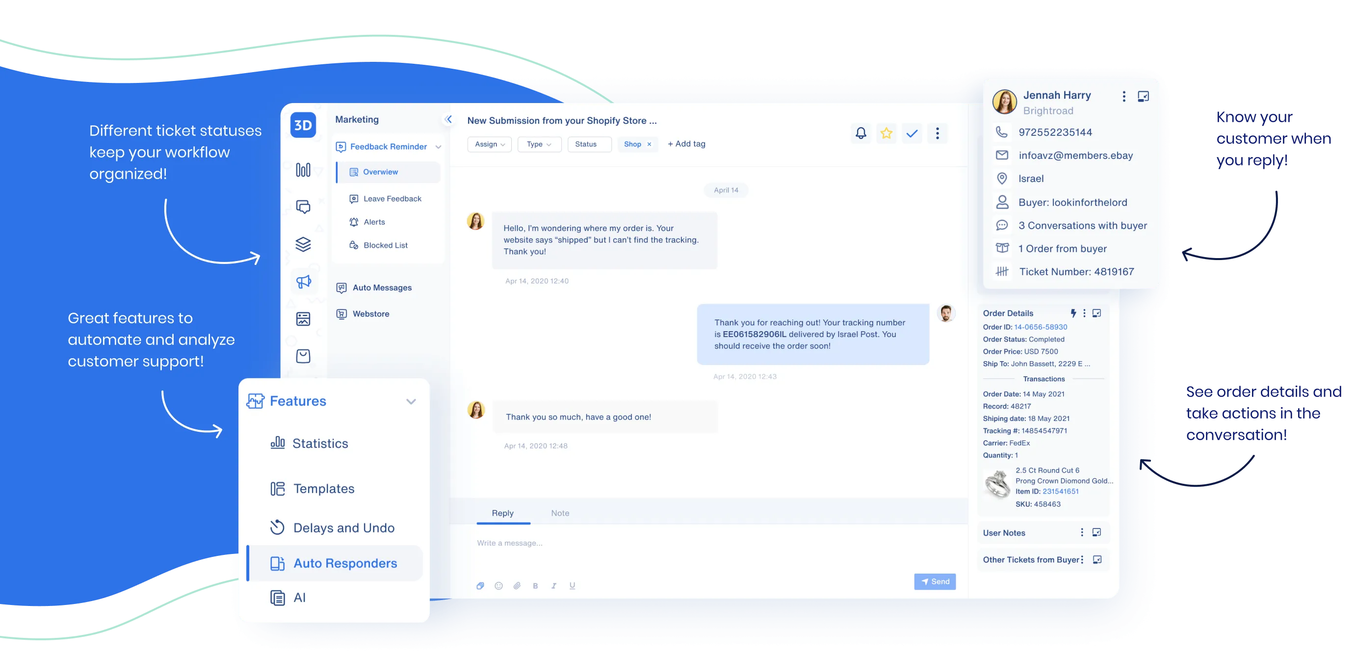 Bulk manage eBay customer support