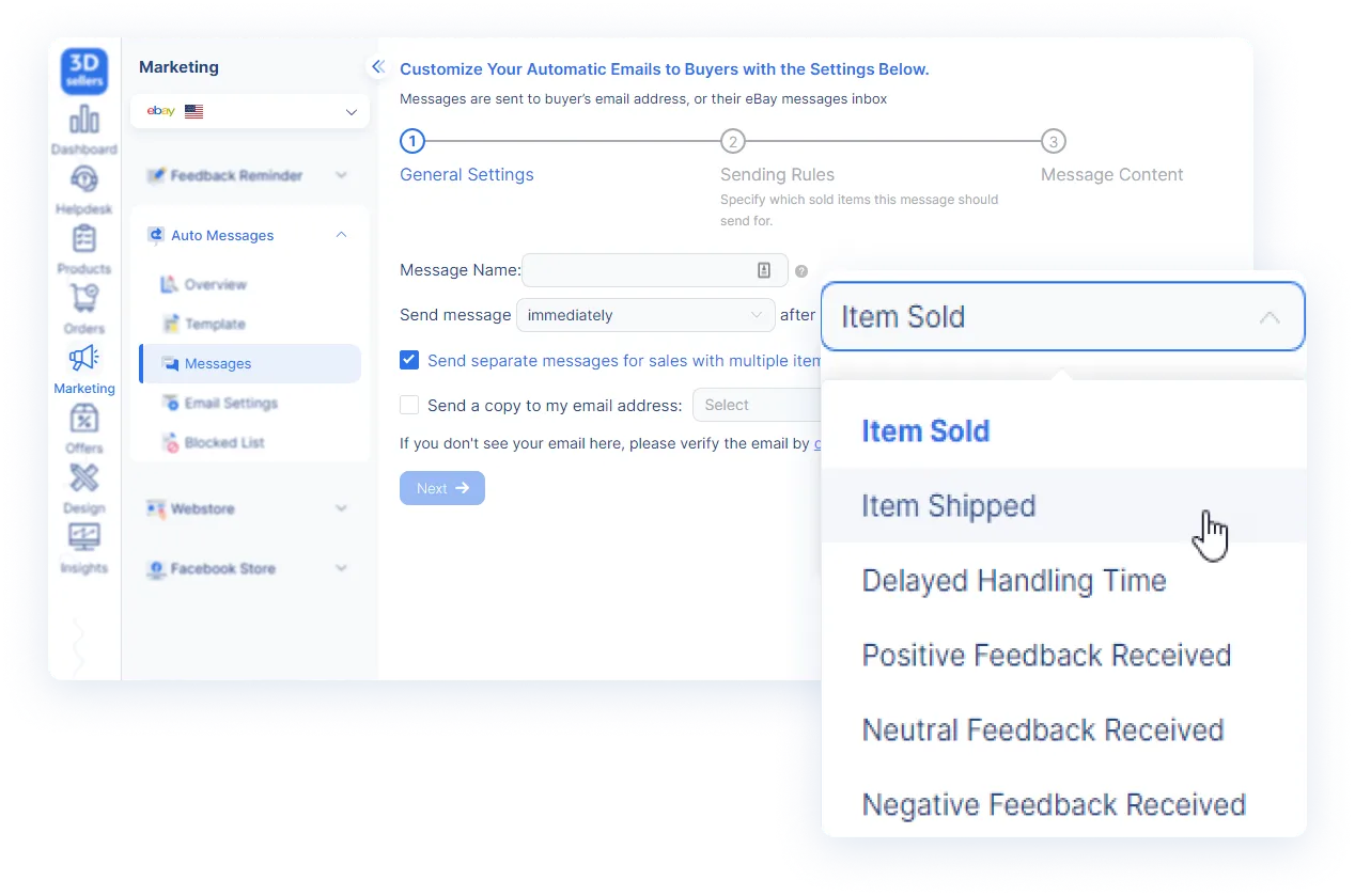 Create your first message and choose basic settings