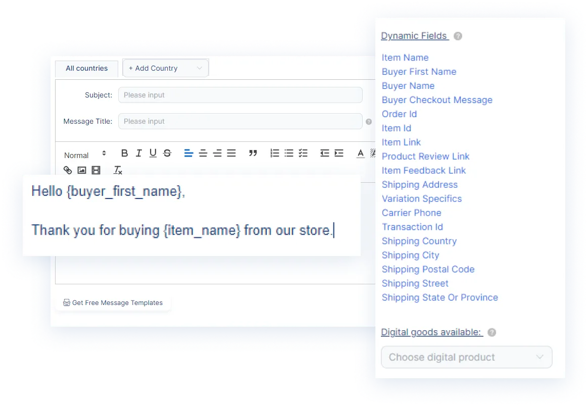 Create the message content and use dynamic fields to personalize it