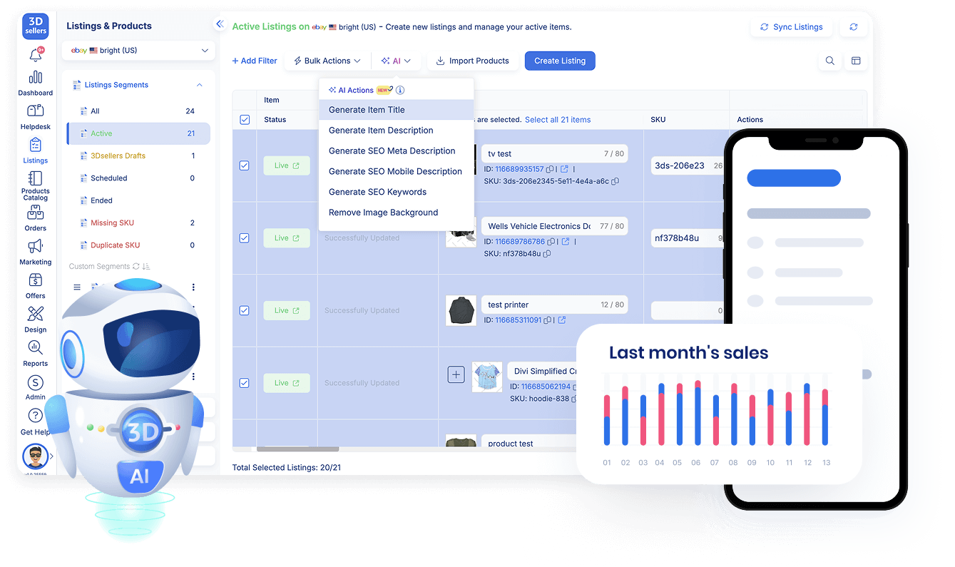 eBay AI bulk actions