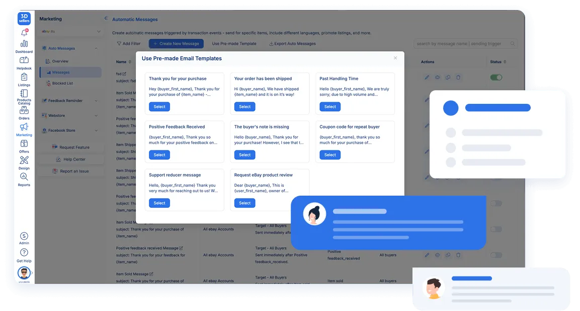 eBay auto messages tool