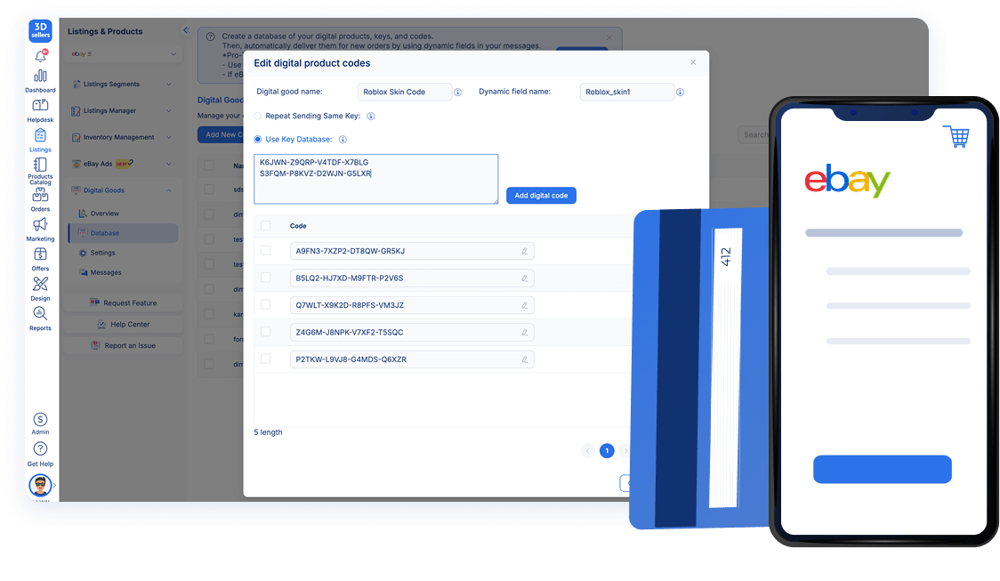 eBay digital goods listing tool	