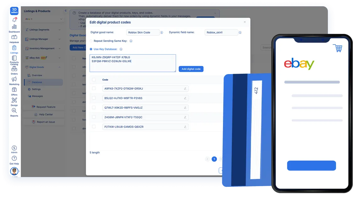 eBay digital goods listing tool	