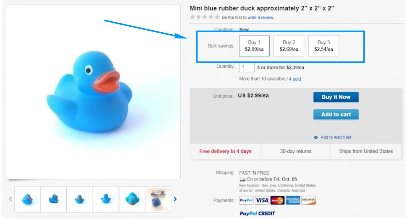 ebay volume pricing example