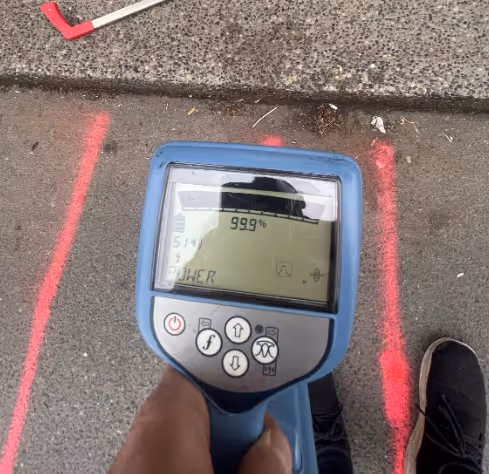 Locate underground utilities - GPR utility survey in progress on a construction site