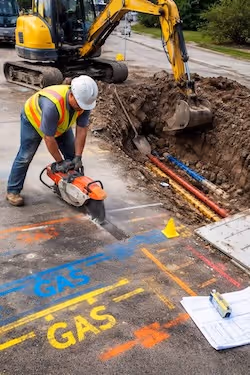 man coring on construction site 