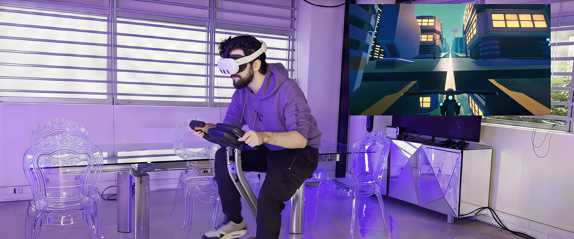 Cycle through a VR world.