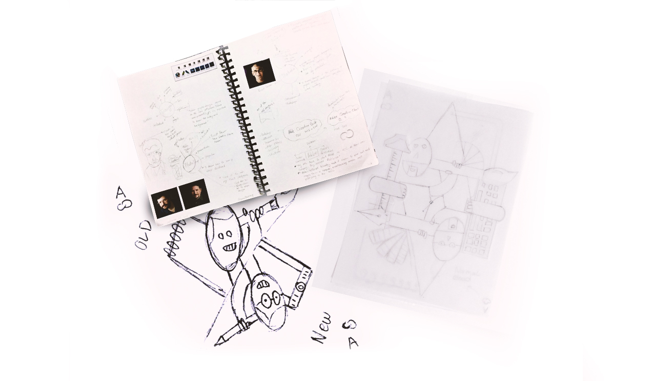 A visual reminder of the strong connection in the design process between manual exploration and digital execution. Intend for graphic designers who appreciate visual messages. The objective is to remind them to manually explore their ideas. And then digitally polish them. Inspired by Adobe founders, and designers' toolbox. The illustration is applied to two outcomes to send the message through. (Click/tap to navigate👇) 