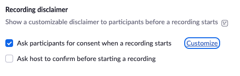 Customize Zoom Disclaimer