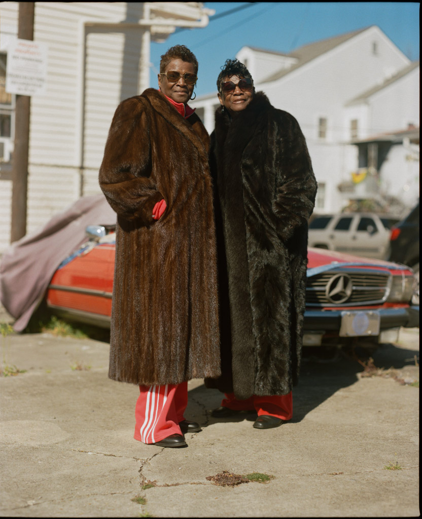 Two ladies in their fashions at Second Line Sunday in Louisiana